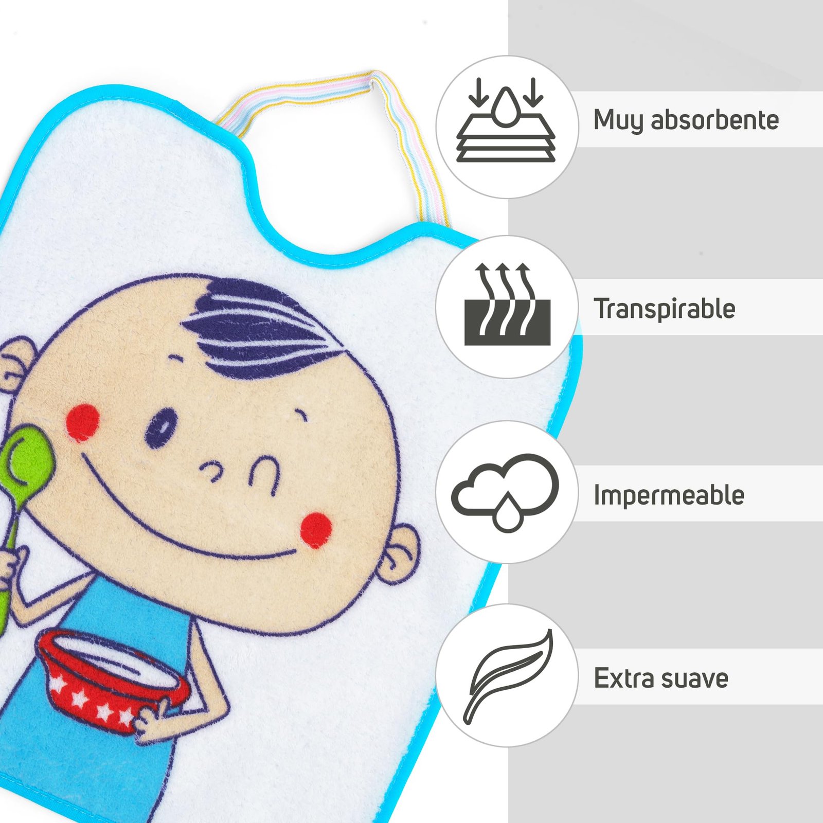 Ti TIN Pack 3 Baberos Bebé Impermeables 31x38 cm, +12 Meses