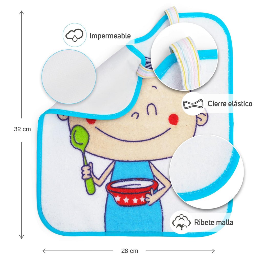 Ti TIN Pack 3 Baberos Bebé Impermeables 31x38 cm, +12 Meses