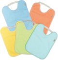 Ti TIN Pack 5 Baberos Bebé Impermeables 31x24 cm, 6-12 Meses | 100% Rizo Algodón Suave y Absorvente, Ideal Guardería, Ajustable con Goma Elástica, Lavadora y Secadora