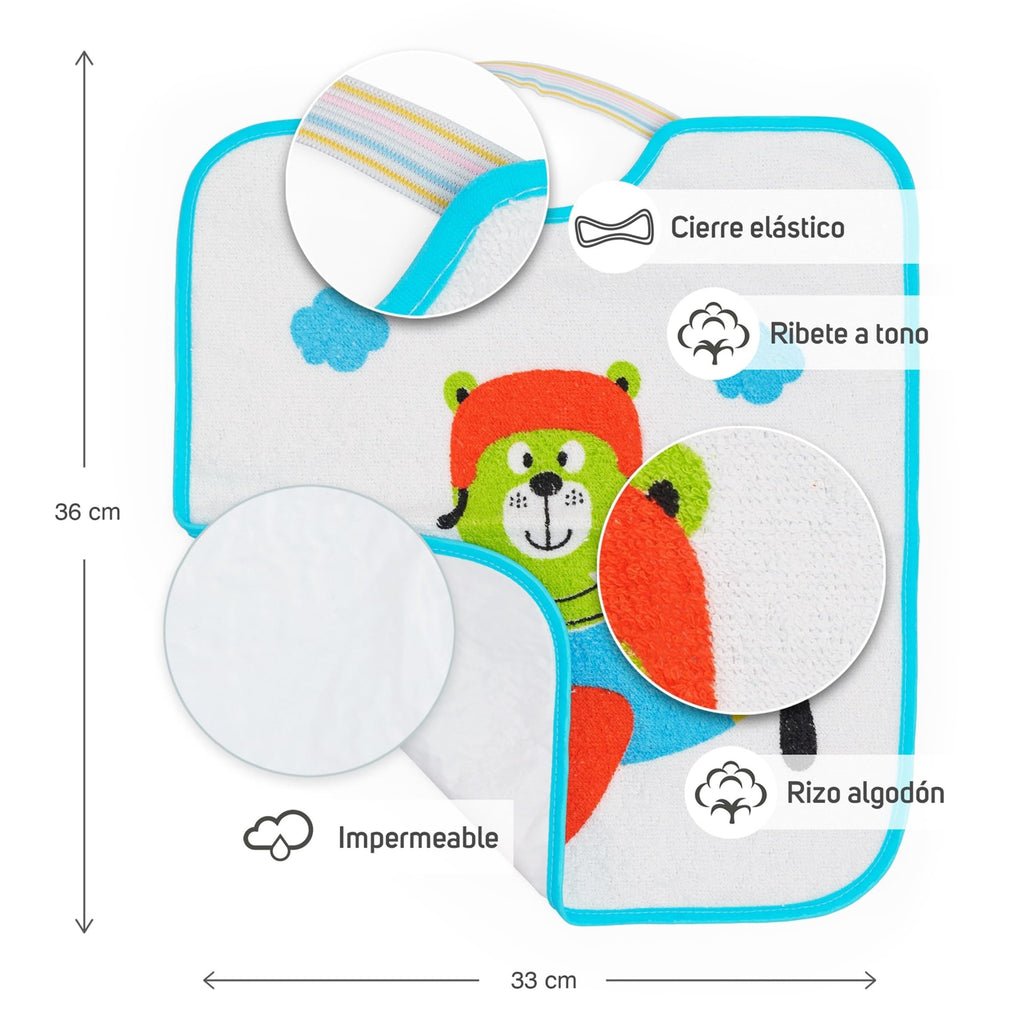Ti TIN Pack 3 Baberos Bebé Impermeables 31x38 cm, +12 Meses